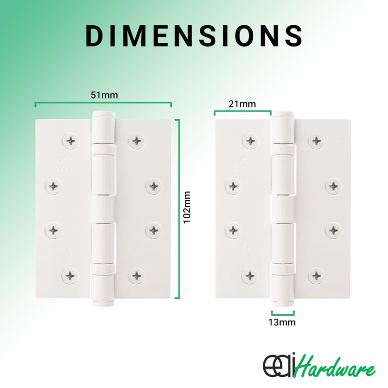 EAI White Door Hinges | 4 Inch / 102mm White