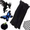 100pcs Black Pipe Cleaners Chenille Stems for DIY Art &