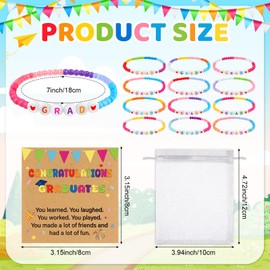 ULELE 24 Set School Leavers Gifts Class of 2025 Wristbands Bulk Kindergarten Graduation Gifts Grad Friendship Bracelet Kindergarten Graduation Bracelet with Wish Cards 4x5Inch Organza Bags