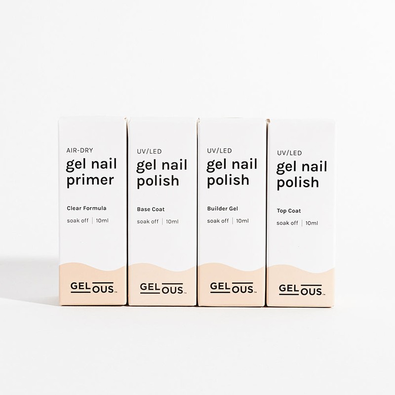 Gelous Essentials Polish Pack, Nude Rubber Base / Clear Builder