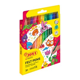 Jovi dünne Filzstifte, Strichbreite: 3,0 mm, auswaschbar, ergonomisches Vorderteil, Set mit 24 Farben