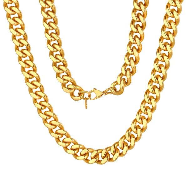 Gold Cuban Chain for Men 12mm 26inch Gold Thick Chain