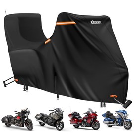 Motorcycle Cover Harley Davidson with Side+Top Box,420D Heavy Duty,Nano-Coated,Harley Bike Cover for Gold Wing,Road Master,Road Glide Limited,Touring Models Harley Davidson Ultra Limited