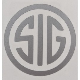 NASTUDIO - SIG Decal - (Grey Metallic, 3 X 3) - Vinyl Car Bumper Sticker, Gun, Truck, Window, Motorcycle, Helmet, Bumper, Laptop