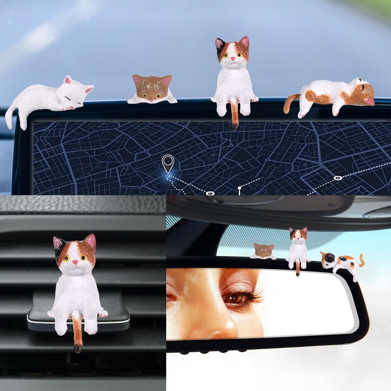 Tucnoeu 8pcs Cute Cat Fingurine, Mini Cat Figurines, Computer Monitor