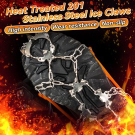 HIKEMAN Ice Cleats Traction - Removable Ice Snow Grips Non-Slip Snow Shoe Spikes, 19 Spikes Crampons for Boots for Walking, Jogging, Climbing and Hiking (Black, L)