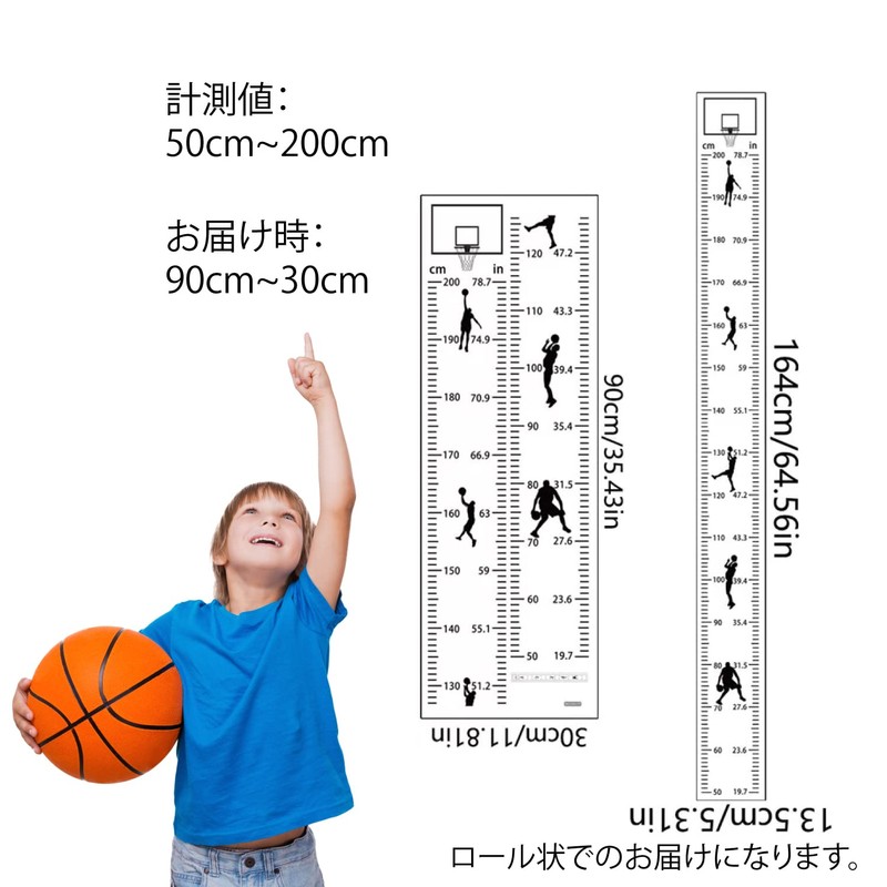 Harmonico Height Meter, Basketball, Wall Sticker, Peel and Stick, Growth,