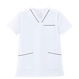 Nurse Scrubs Sweet Medical Nursing Lab Coat for Women, White x Navy (white base)