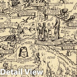 Historic Map - Historic Kansas. F.a. Cooper. 1941, - Vintage Wall Art - 24in x 16in