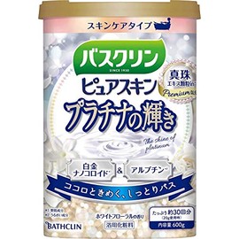 Baskrin Pure Skin Bath Salt, Platinum Sparkle, 21.2 oz (600 g) (Approx. 30 Times) Skin Care Glue Type x 5 Pieces