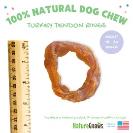 Nature Gnaws USA Turkey Tendon Rings for Dogs (8oz) - Delicious Grain Free Reward Snack for Small, Medium & Large Breeds - Premium Natural Dog Chew Treats