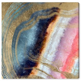 The Oliver Gal Artist Co. Abstract Wall Art Canvas Prints 'Marianna' Crystals Home Décor, 12 in x 12 in, Blue, Gold