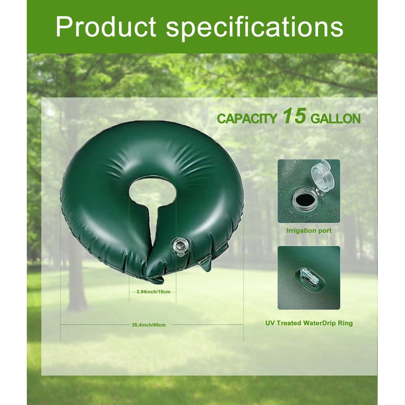2 Pack Dark Green Ring/Round - 15 Gallon Tree Watering