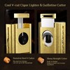 6-in-1 Cigar Torch Lighter, with Straight&V Cigar Cutter, 2 Cigar