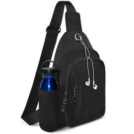 BROTOU Chest Bag Shoulder Bag Men's Shoulder Bag Small Sling Bag Crossbody Bag Men's Anti-Theft Bag Adjustable Backpack Strap for Hiking, Travel & Everyday Use, black