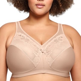 Glamorise Full Figure Plus Size MagicLift Minimizer Bra Wirefree #1003 Café
