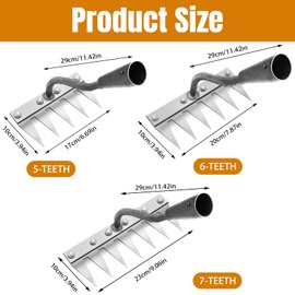 Garden Rake, Multi-Purpose Garden Weed Tool, Weed Hoe, Portable Weed Puller Tool for Yard and Garden, for Weeding/Loosening/Sowing (without Stick) (6 Teeth)