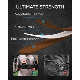 YOETEY Genuine Leather Gun Belt for Men Concealed Carry - 1.5" Width with 1mm Core Heavy Duty Work Belt for CCW Carry