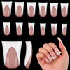outopen 120pcs Duck Nail Tips Short Caramel Pink French Duck