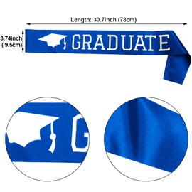 Maxdot 10 Pieces Graduate Sash Bulk 2026 Unisex Satin Sash for Graduation Party Supplies(Blue White)
