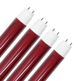 KastLite LED T8 Bulb Combo with Fluorescent T8 Safety Sleeves | Red | 48" Electronic Ballast Compatible/Ballast Bypass | Type A+B | 4000K, 2,500LM, 147LM/W | UL & DLC Listed | 4 Pack