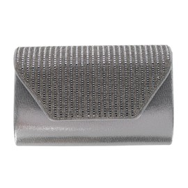 Women's Diamante Studded Clutch Handbag, Silver
