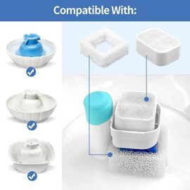20 Pack Ceramic Cat Water Fountain Replacement Filters - 16 Pet Fountain and 4 Foam Filters for Tritone/Fiumi Ceramic Pet Lotus Drinking Fountain