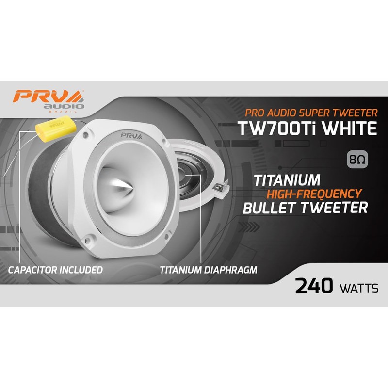 PRV AUDIO TW700Ti White 4 Inch Titanium Bullet Tweeter 240