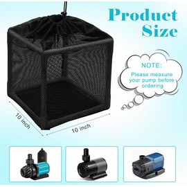 Catcan 10 Inch Pond Pump Filter Bag, Pump Barrier Mesh Bag Anti-Clogging Pond Bag with Square Mounting Bracket for Most Pumps (Black)