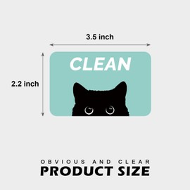 Guokoko Funny Black Cat Dishwasher Magnet - Double Sided Clean or Dirty Sign, Strong Hold Refrigerator Magnet, Cute Kitchen Decor and Organization Tool