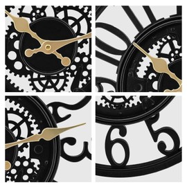 WrtmyR Outdoor Wall Clock Waterproof, 12 Inch Silent Non-Ticking Battery Operated Outside Clock, Decor Clock for Patio, Pool, Garden, Fence, Porch, Lanai, Farmhouse Decor (Dark Black)