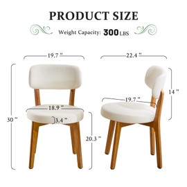 Furniliving Wooden Dining Chairs Set of 2, Mid-Century Modern Linen Upholstered Kitchen Chair with Solid Oak Wood, Farmhouse Dining Room Chairs, Beige