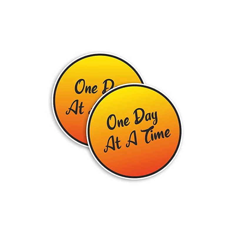 2 x 10cm One Day at A Time Vinyl Stickers