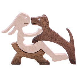 OAAO 1 Piece of Cute Wooden Dog Statue, Dog Home Decoration Ornament, Cute Pet Sculpture, Wooden Decorative Item, Ideal