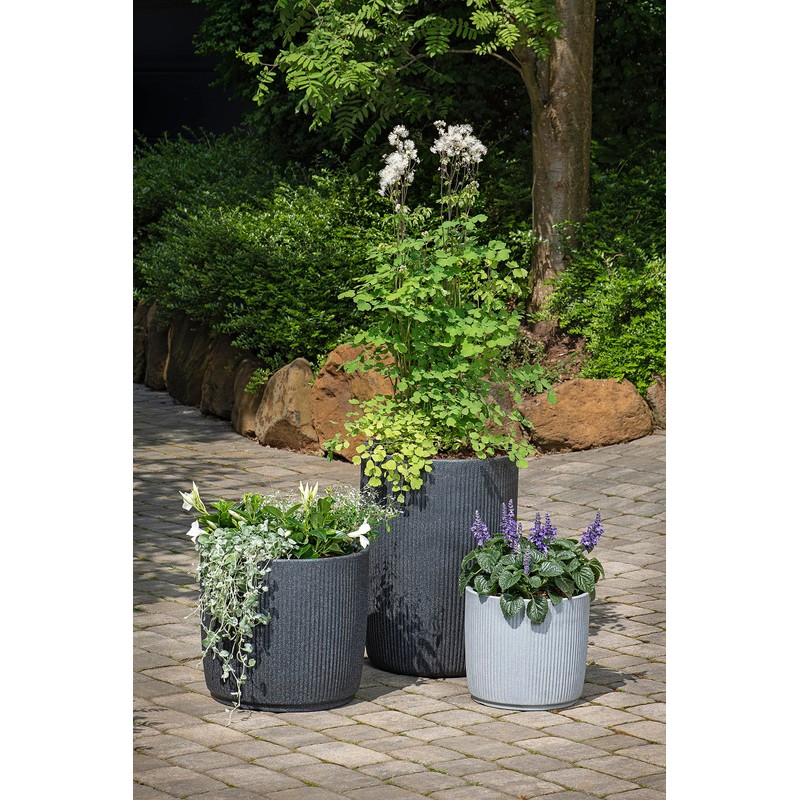 Scheurich Linetto 30 Stony Grey Round Planter/Planter/Planter, Made with Recycled