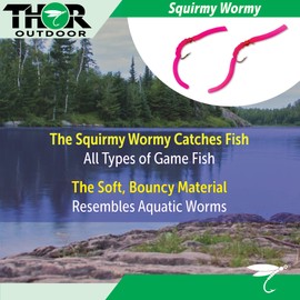 6 Pc Squirmy Wormy Set – San Juan Pink, Size #12 – Wet Worm Fly Fishing Flies for Trout, Panfish, Bass by Thor Outdoor