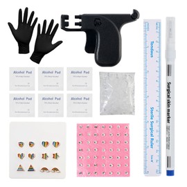 JESMODA 220PCS Reusable Ear Piercing Gun with Elegant Circular Studs Set Ear Studs Piercing Tools for Professional Salon and Home Use Self Ear Earrings Piercing Kit with Rainbow Studs