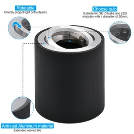 KYOTECH LED Surface-Mounted Spotlight Swivelling Diameter 80 x 84 mm LED Surface-Mounted Ceiling Light Flat 230 V LED Surface-Mounted Spot Light Round Black Surface-Mounted with GU10 Socket Ceiling