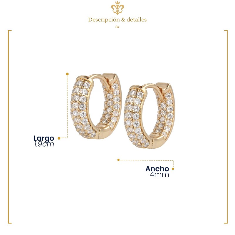 IMPERO JEWELRY Aretes En Oro 18k Lamin Con Cristales Corte
