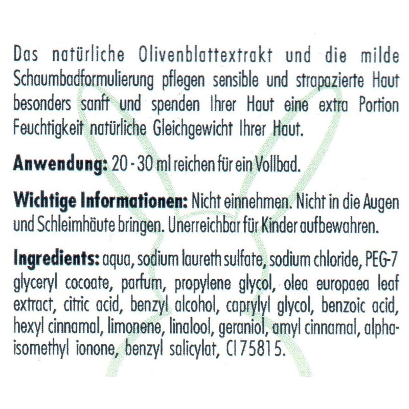 Haslinger No. 2511, olive bubble bath with olive extract, 400