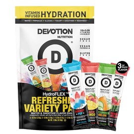Devotion Nutrition HydroFLEX Water Flavoring Packets – Sugar-Free Hydration with Vitamins & Electrolytes – Dye-Free, Gluten-Free (4-Flavor Refresher Variety Pack) 12-Pack Drink Mix