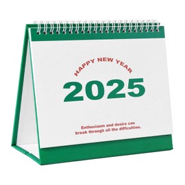 Desktop Calendar 2025, Runs From Oct 2024 Until December 2025 Thick Paper Standing Flip Calendar Monthly Desk Top Calendar with Twin Wire Binding for Home Office School (Green)