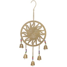 Sunset Vista Designs Windchimes - Handcrafted Metal Day Star India Sun Wind Chime for Outdoors, 17" Long, Gold