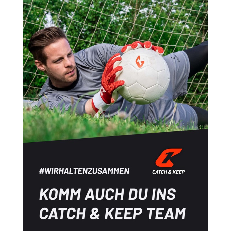 CATCH & KEEP Fly Red Soul Men's Goalkeeper Gloves, Size