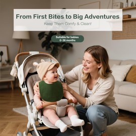 Coreeky 8 Pack Muslin Baby Bibs for Boys Girls, Soft Cotton Baby Bibs for Drooling and Teething (Vibrant Green)