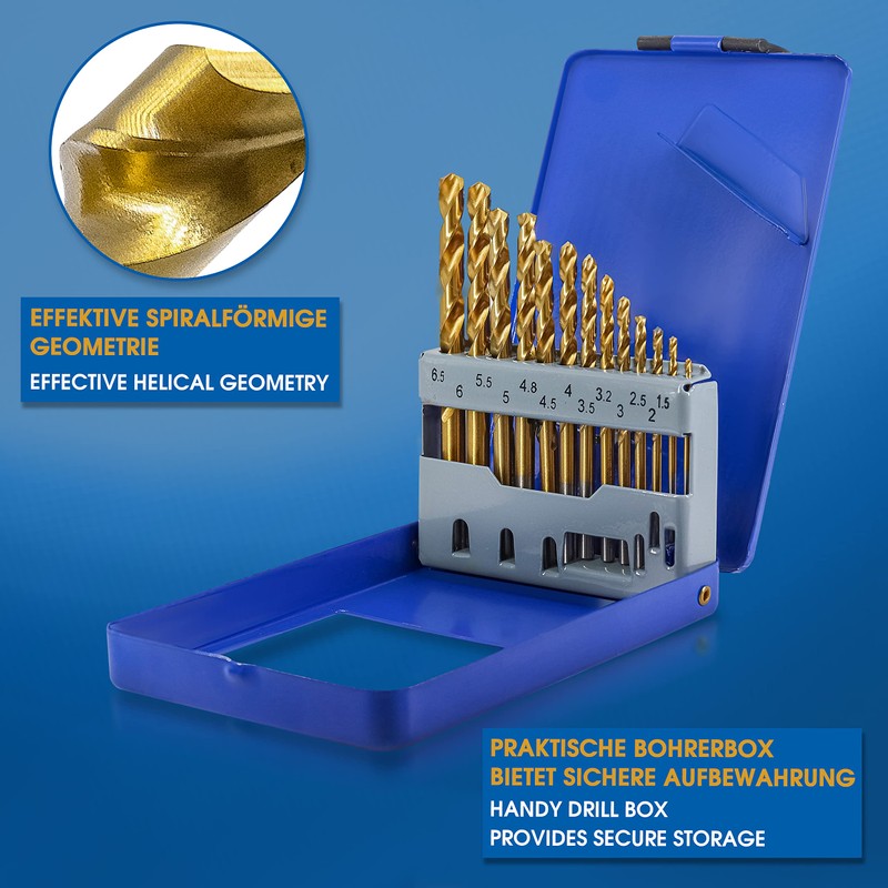 S&R Metal drill bit Set 1,5-6,5 mm, 135 °, 13