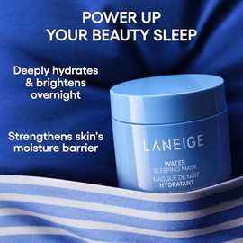 LANEIGE Máscara de agua para dormir: Mascarilla coreana hidratante de noche con escualano y complejo derivado de probióticos, para una piel brillante,
