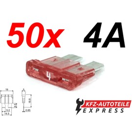 Car ATO Fuses Pack of 50 Blade Fuses TFT00 Set 1A 2A 3A 4A 5A 7.5A 10A 15A 20A 25A 30A 35A 40A, Current: 04A Ampere