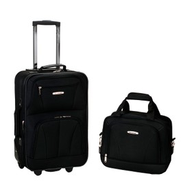 Rockland Fashion Softside Upright Luggage Set, Expandable, Black, 2-Piece (14/19)