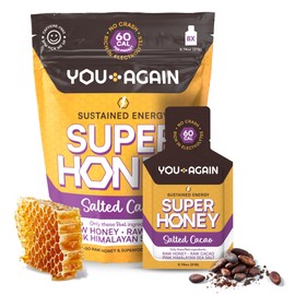You Again Super Honey Clean Energy Gel, Himalayan Salted Cacao | Electrolyte Replenishment Running Fuel | Endurance Workouts & Cycling Gel | Paleo & Carnivore Snack | Gluten-Free | USA Made | 8-Pack